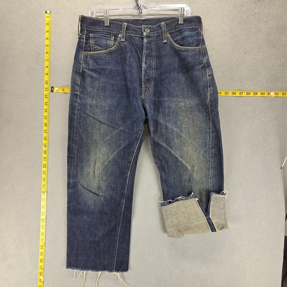 Japanese Selvedge Jeans Mens Blue Red Selvage 44XX Raw Hem Made Japan Fits 32x24